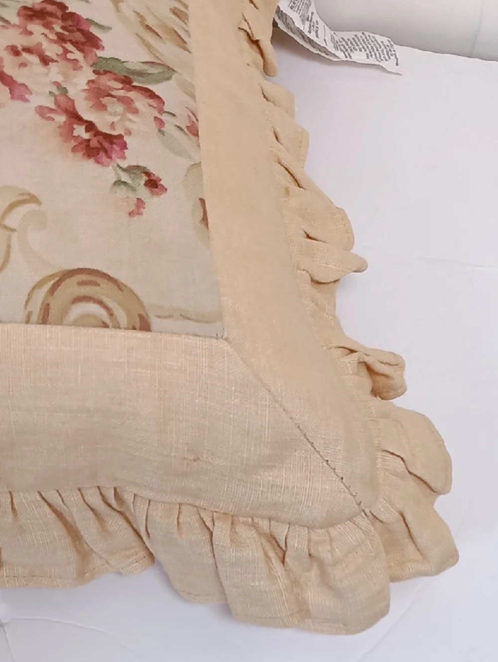 RARE Vintage Ralph Lauren Grosvenor Floral Linen Ruffle Pillow 20
